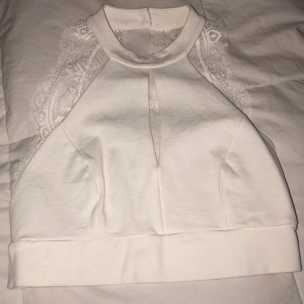 White halter crop top